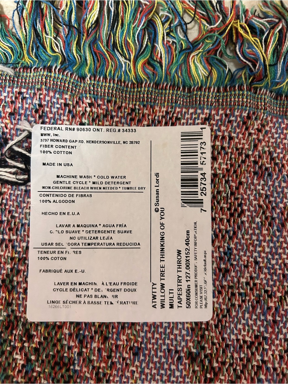 Willow Tree Thinking of You tapestry throw by Susan Lordi - Picture 4 of 5